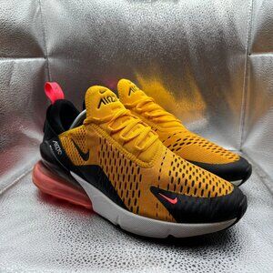 Size 9.5 Nike Air Max 270 Tiger University Gold Black Hot Punch Shoes AH8050-004